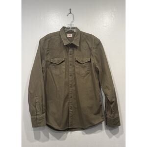 Levis X Outerknown Heavy Shirt Mens Large Western Button Up Long Sleeve Khaki